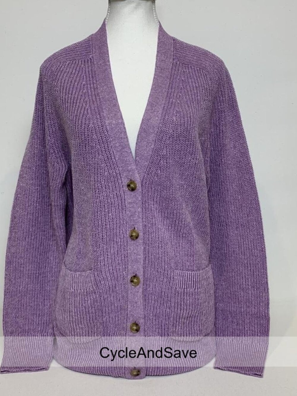 J.Crew Soft Lavender Cotton-Linen Blend Cardigan